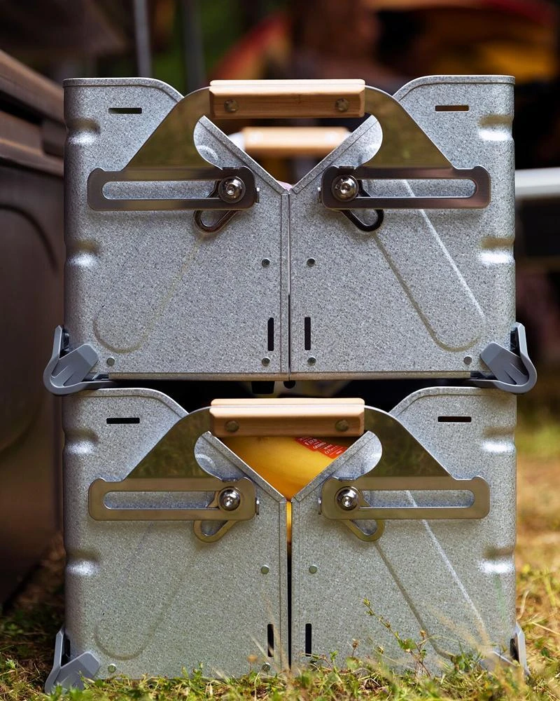 Snow Peak Stacking Shelf Container 50 - Steel Modular Storage Box with Bamboo Handles 4 Snow Peak Stacking Shelf Container 50 - Steel Modular Storage Box with Bamboo Handles - Image 2