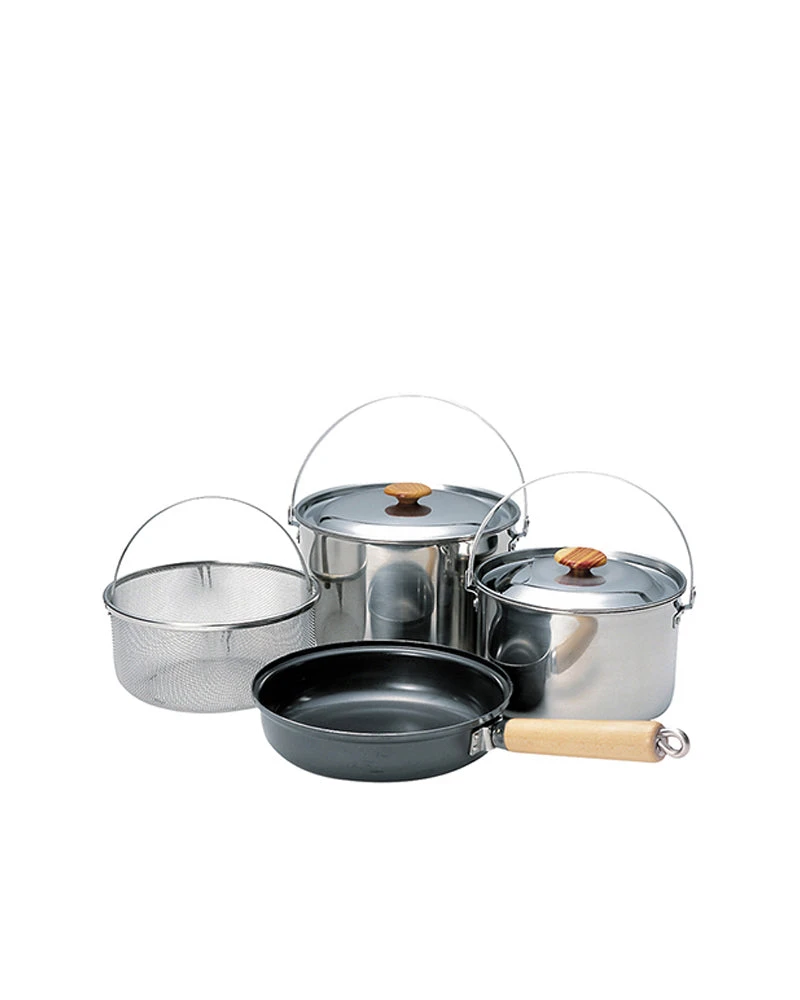 Snow Peak Field Cooker Pro. 3 Set - 4-Piece Nesting Stainless Steel Cookware 3 Snow Peak Field Cooker Pro. 3 Set - 4-Piece Nesting Stainless Steel Cookware