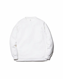 Heavy Cotton Garment Dyed Long Sleeve Crewneck – Premium Chest Pocket Relaxed Fit Top -Snow Peak Shop Heavy Cotton GD LS SW 20AU101 White hero