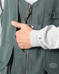 Takibi Fire-Resistant Utility Vest - Aramid Cotton Oversized Camping Gear -Snow Peak Shop JK 22AU102 alt 04