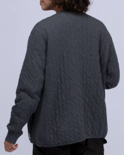 Snow Peak Natural Warm Stretch Cardigan - Charcoal Grey Quilted Snap-Button Sweater -Snow Peak Shop JK 22AU112 alt 03