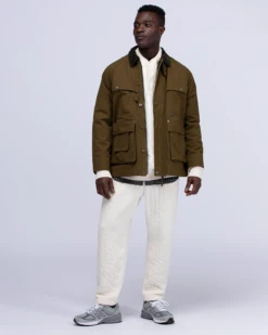 Natural Warm Stretch Quilted Pullover – Off-White Mock Neck Snap Henley Sweatshirt -Snow Peak Shop JK 22AU113 alt 07