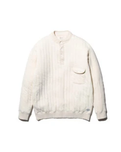 Natural Warm Stretch Quilted Pullover – Off-White Mock Neck Snap Henley Sweatshirt -Snow Peak Shop JK 22AU113 hero 02