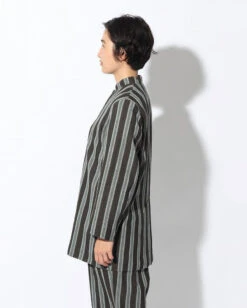 Yamai Hand-Woven Cotton Stripe Jacket – Tailored Mid-Thigh Lightweight Outerwear -Snow Peak Shop JK 22SU303 alt 04