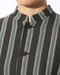 Yamai Hand-Woven Cotton Stripe Jacket – Tailored Mid-Thigh Lightweight Outerwear -Snow Peak Shop JK 22SU303 alt 06