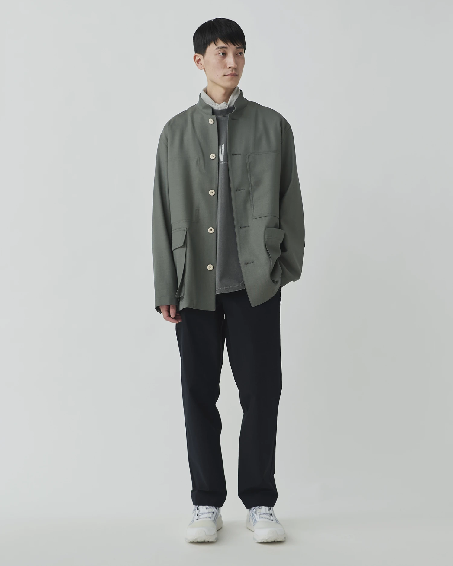 Hybrid Wool Utility Jacket - Vintage Texture Lightweight Oversized Button-Up 4 Hybrid Wool Utility Jacket - Vintage Texture Lightweight Oversized Button-Up - Image 2