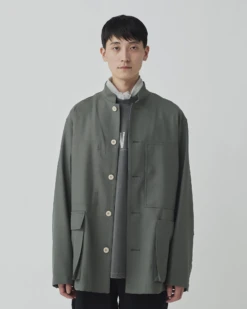 Hybrid Wool Utility Jacket - Vintage Texture Lightweight Oversized Button-Up 18 Hybrid Wool Utility Jacket - Vintage Texture Lightweight Oversized Button-Up -Snow Peak Shop JK 25SU103 240506 m0784 jpg