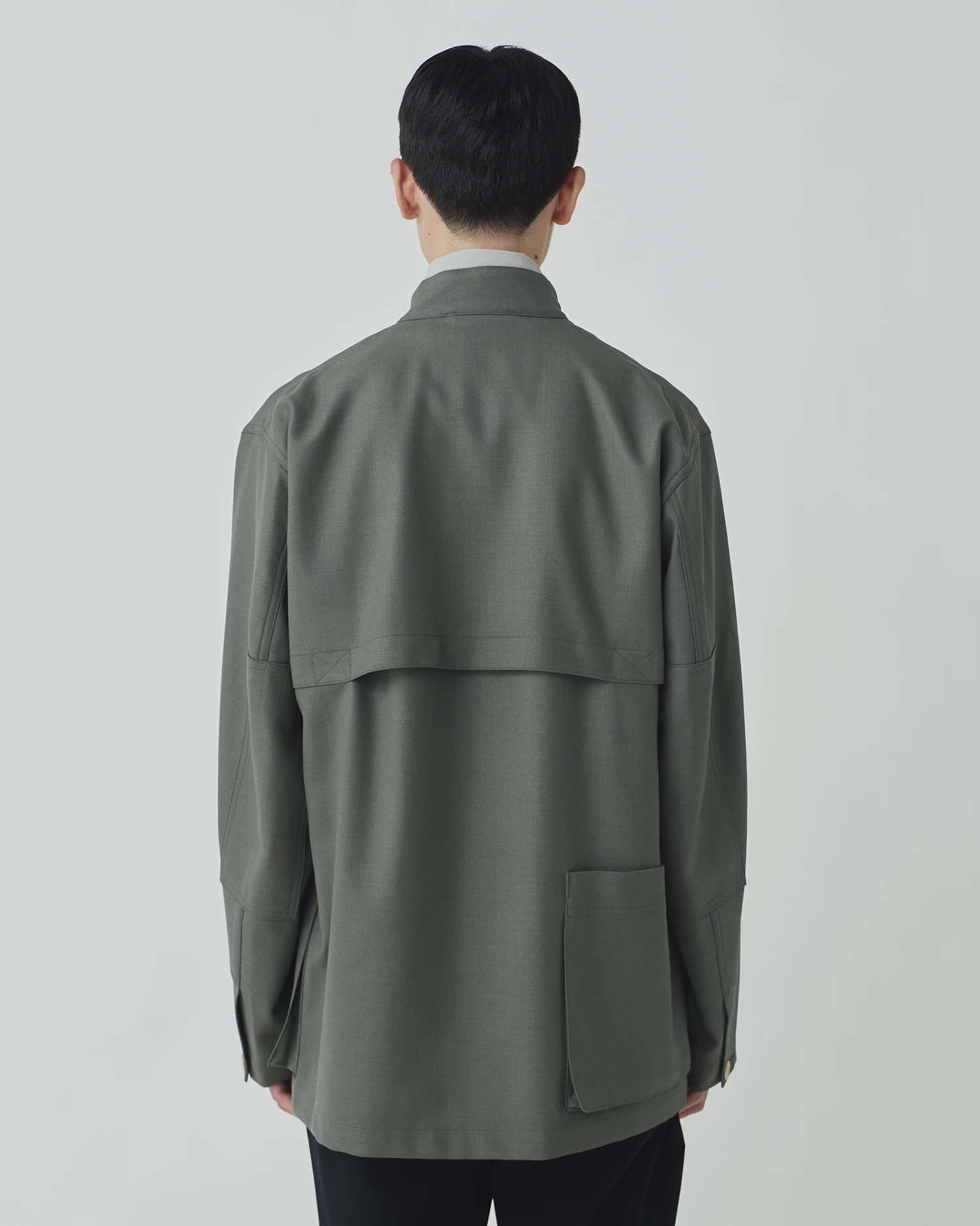 Hybrid Wool Utility Jacket - Vintage Texture Lightweight Oversized Button-Up 6 Hybrid Wool Utility Jacket - Vintage Texture Lightweight Oversized Button-Up - Image 4