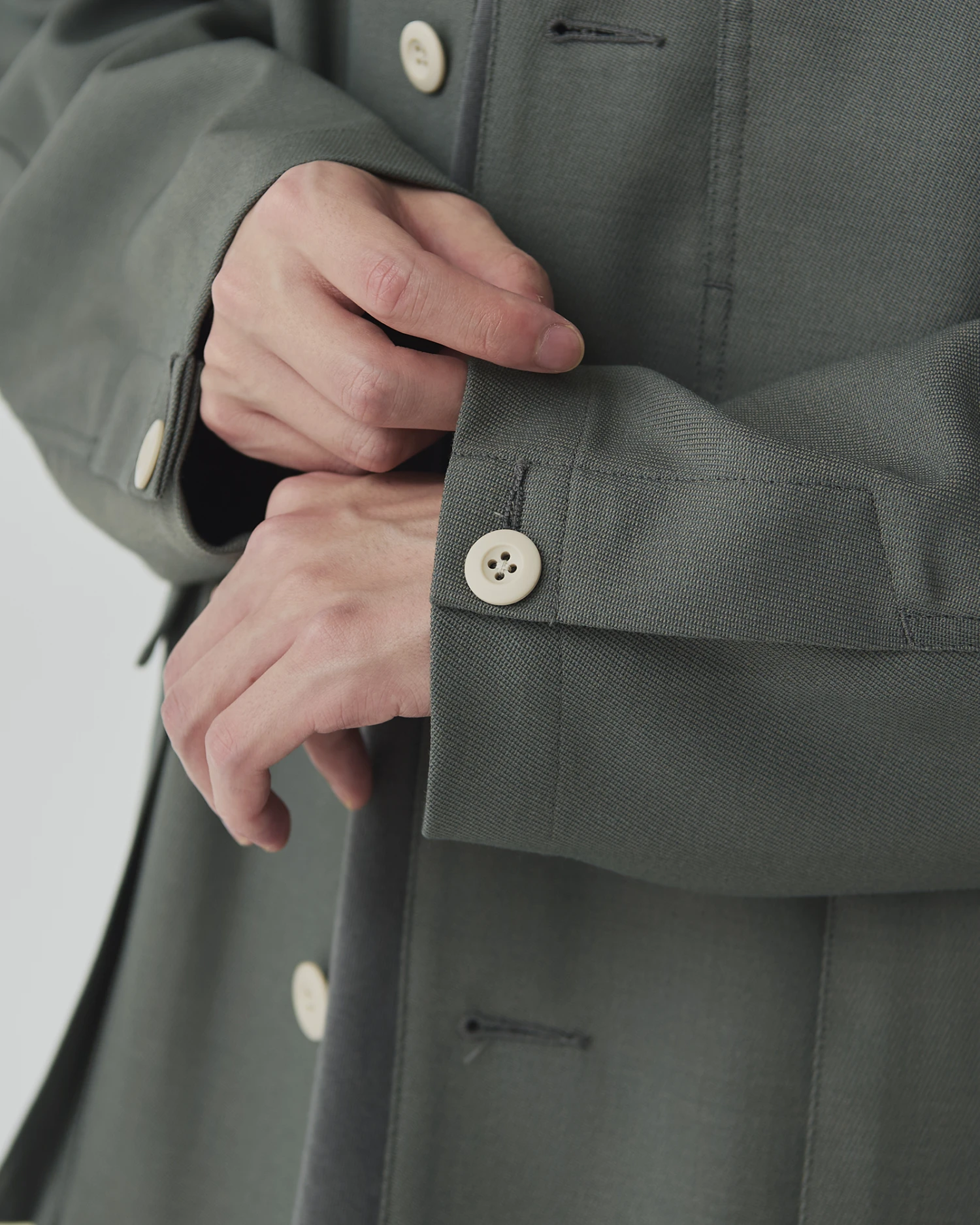 Hybrid Wool Utility Jacket - Vintage Texture Lightweight Oversized Button-Up 9 Hybrid Wool Utility Jacket - Vintage Texture Lightweight Oversized Button-Up - Image 7