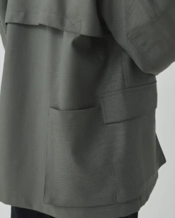 Hybrid Wool Utility Jacket - Vintage Texture Lightweight Oversized Button-Up 21 Hybrid Wool Utility Jacket - Vintage Texture Lightweight Oversized Button-Up -Snow Peak Shop JK 25SU103 240506 m0792 jpg