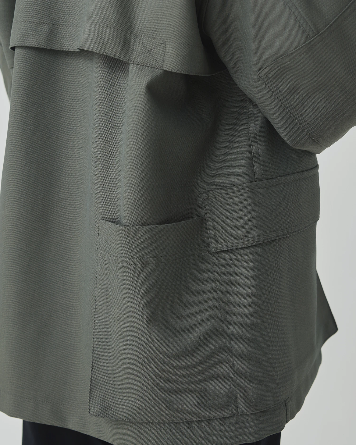 Hybrid Wool Utility Jacket - Vintage Texture Lightweight Oversized Button-Up 10 Hybrid Wool Utility Jacket - Vintage Texture Lightweight Oversized Button-Up - Image 8