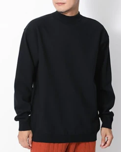 Cotton Polyester Knit Mockneck Long Sleeve - Textured Quick-Dry Loose Fit Pullover -Snow Peak Shop KN 22AU003 Hero 04