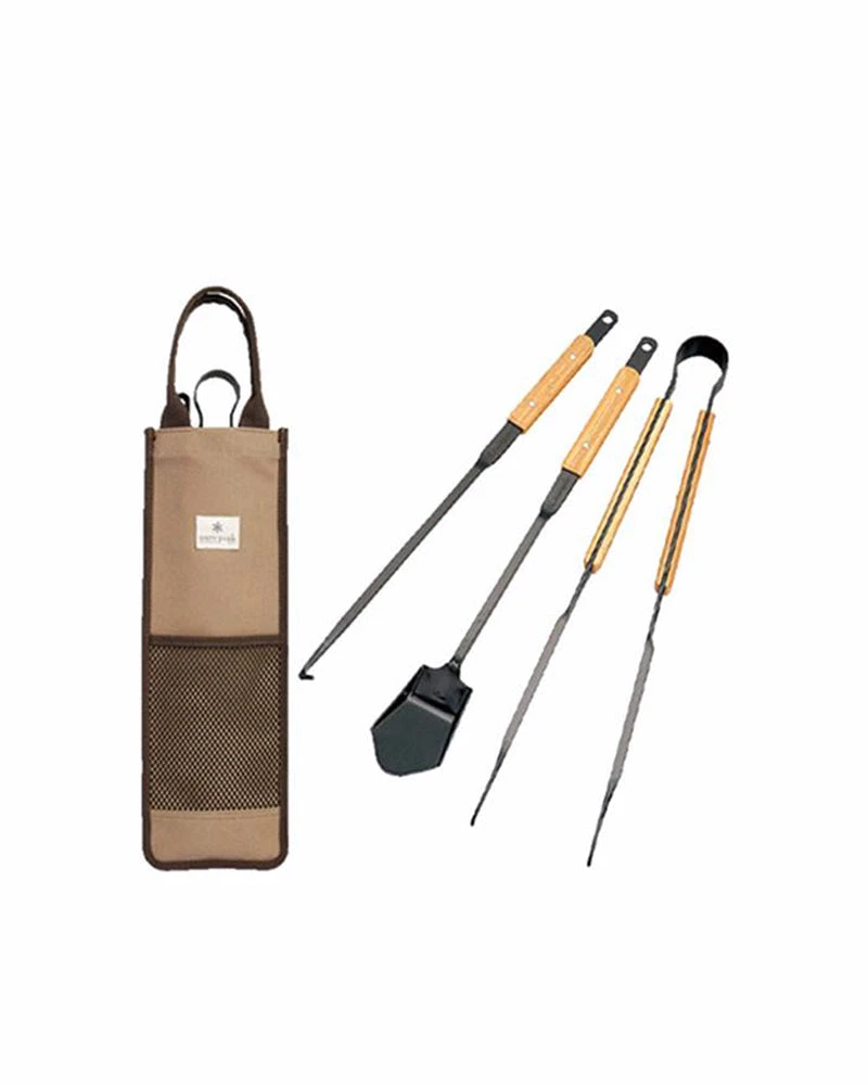 Snow Peak Fire Tool Set Pro - Black Steel & Bamboo 3-Piece Firepit Set with Canvas Case 3 Snow Peak Fire Tool Set Pro - Black Steel & Bamboo 3-Piece Firepit Set with Canvas Case