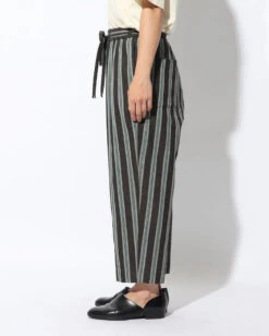 Yamai Hand-Woven Cotton Stripe – Yamai Series Wide Leg Relaxed Pants -Snow Peak Shop PA 22SU305 alt 02