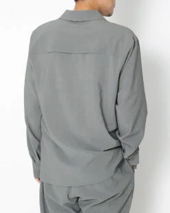 Polyester Light Poplin Shirt – Antibacterial Breathable Crepe Texture Long Sleeve 17 Polyester Light Poplin Shirt – Antibacterial Breathable Crepe Texture Long Sleeve -Snow Peak Shop SH 22SU003 alt 04