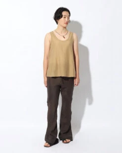 Yamai Hand-Woven Crinkled Cotton Silk Scoop Neck Tank Top -Snow Peak Shop SH 22SU303 alt 03