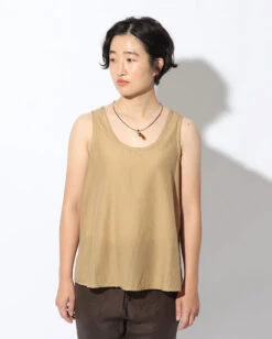 Yamai Hand-Woven Crinkled Cotton Silk Scoop Neck Tank Top -Snow Peak Shop SH 22SU303 alt 04