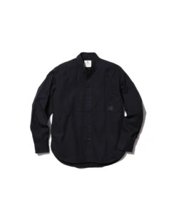 Organic Cotton Poplin Button-Down Shirt - Lightweight Slim Fit with Side Pockets 13 Organic Cotton Poplin Button-Down Shirt - Lightweight Slim Fit with Side Pockets -Snow Peak Shop SH 22SU401 Bk hero 01