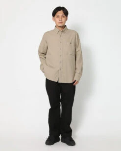 Organic Cotton Poplin Button-Down Shirt - Lightweight Slim Fit with Side Pockets 19 Organic Cotton Poplin Button-Down Shirt - Lightweight Slim Fit with Side Pockets -Snow Peak Shop SH 22SU401 alt 02