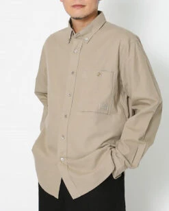 Organic Cotton Poplin Button-Down Shirt - Lightweight Slim Fit with Side Pockets 17 Organic Cotton Poplin Button-Down Shirt - Lightweight Slim Fit with Side Pockets -Snow Peak Shop SH 22SU401 alt 04