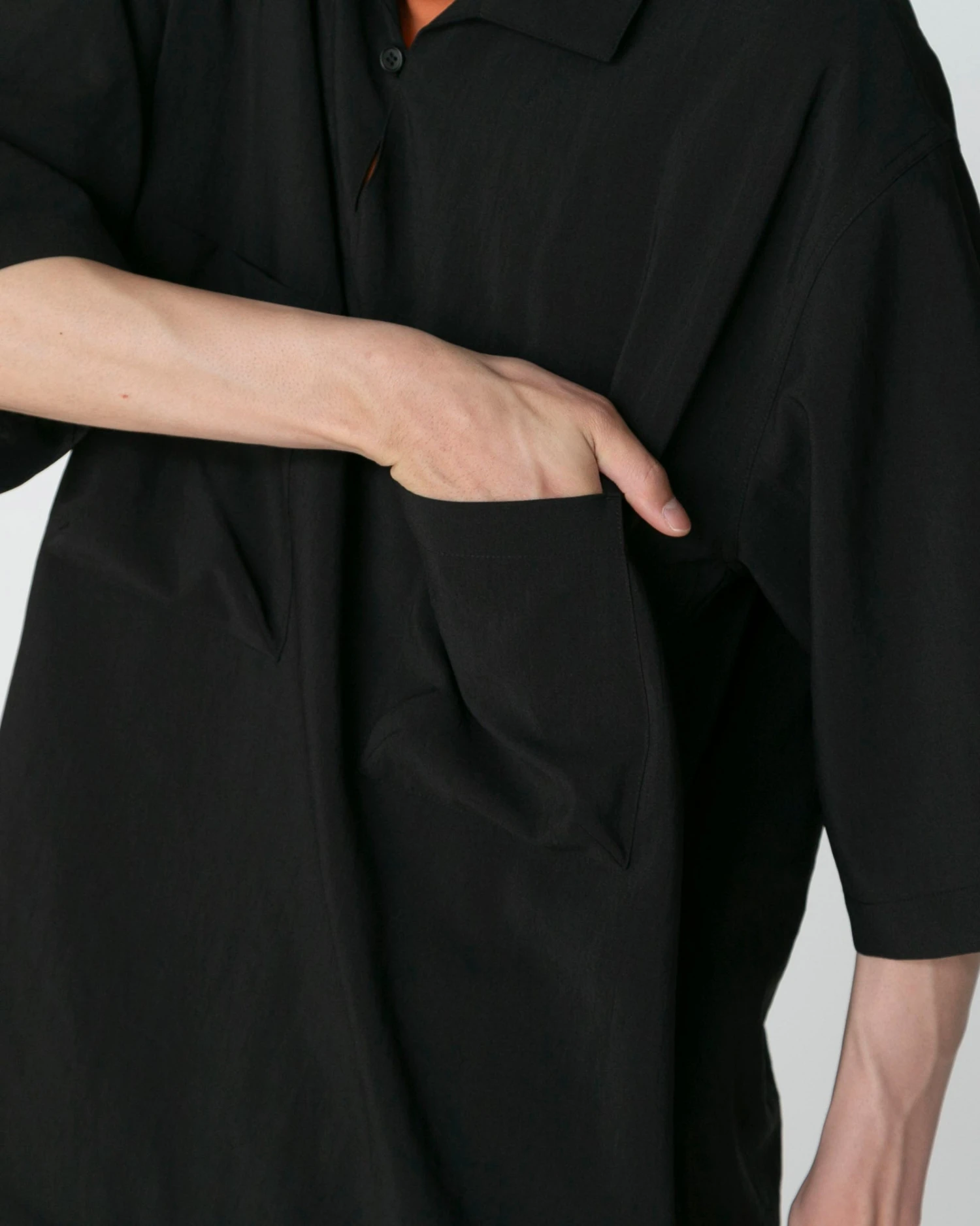 Pe Light Poplin Shirt - Antibacterial Breathable Crepe Texture Oversized Short Sleeve Button-Up 12 Pe Light Poplin Shirt - Antibacterial Breathable Crepe Texture Oversized Short Sleeve Button-Up - Image 10