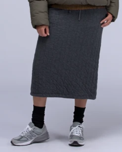 Natural Warm Stretch Quilted Cotton Skirt - Ankle Length Slim Fit Knit Skirt -Snow Peak Shop SK 22AW101 Hero 04
