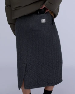 Natural Warm Stretch Quilted Cotton Skirt - Ankle Length Slim Fit Knit Skirt -Snow Peak Shop SK 22AW101 alt 04