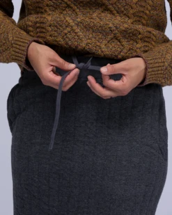 Natural Warm Stretch Quilted Cotton Skirt - Ankle Length Slim Fit Knit Skirt -Snow Peak Shop SK 22AW101 alt 06