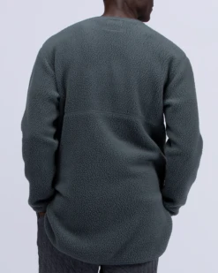 Snow Peak Light Grey Thermal Boa Fleece Pullover – Recycled Thermal Pro Henley -Snow Peak Shop SW 22AU011 alt 03