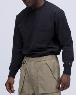 Recycled Cotton Long Sleeve T-Shirt – Upcycled Pocket Crewneck Loose Fit Top -Snow Peak Shop SW 22AU401 alt 05