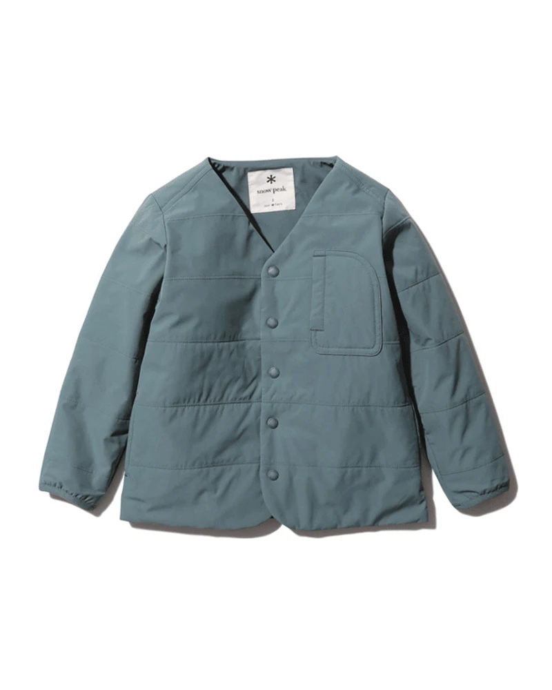 Snow Peak Kids Flexible Insulated Cardigan - Olive Green Water-Repellent Tech Jacket 3 Snow Peak Kids Flexible Insulated Cardigan - Olive Green Water-Repellent Tech Jacket