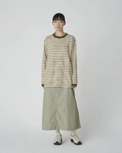 Heavy Cotton Border Long Sleeve T-Shirt - Organic Cotton Striped Crew Neck with Side Pockets -Snow Peak Shop SW 25SU204 20240506 snowpeak 00430 jpg