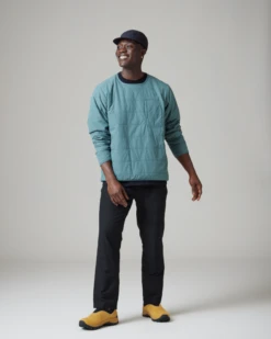 Snow Peak Tan Flexible Insulated Pullover - Quilted Lightweight Stretch Crewneck -Snow Peak Shop SnowPeak SS23 0408