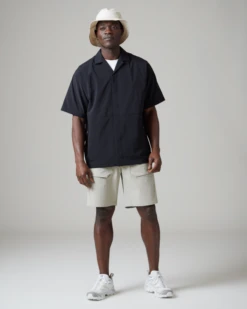 Light Grey Breathable Quick Dry Shirt – Recycled Crepe Textured Shielded Button Pullover -Snow Peak Shop SnowPeak SS23 0634