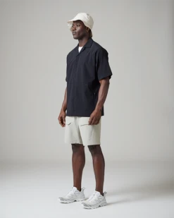 Light Grey Breathable Quick Dry Shirt – Recycled Crepe Textured Shielded Button Pullover -Snow Peak Shop SnowPeak SS23 0636