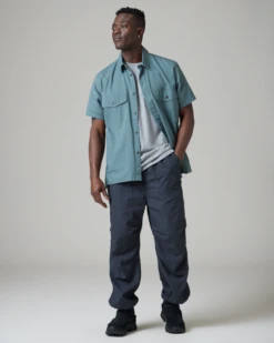 Takibi Light Ripstop Short Sleeve Shirt in Charcoal - Flame-Resistant Cotton Ripstop Button-Up 15 Takibi Light Ripstop Short Sleeve Shirt in Charcoal - Flame-Resistant Cotton Ripstop Button-Up -Snow Peak Shop SnowPeak SS23 0964