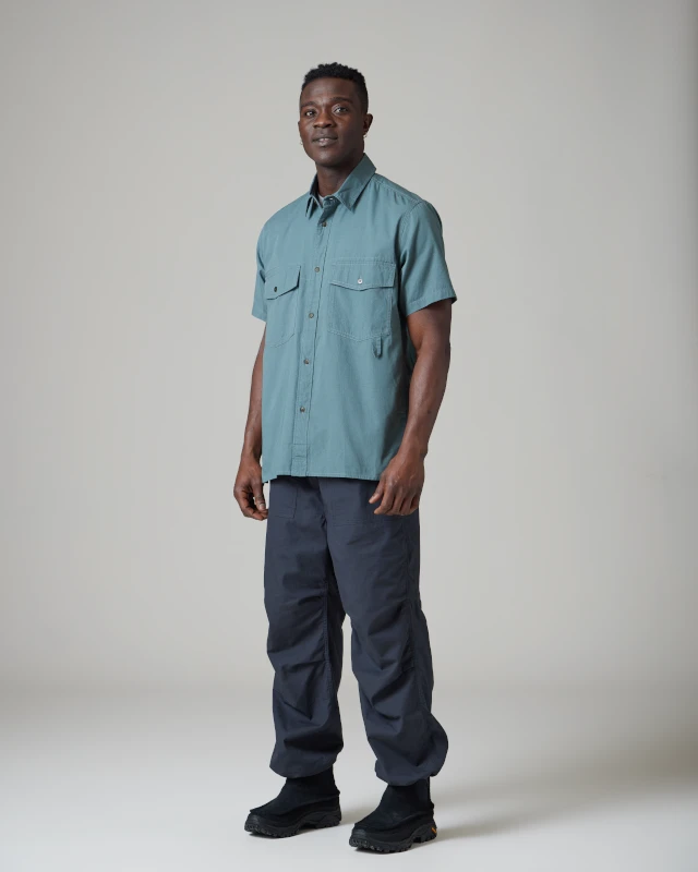 Takibi Light Ripstop Short Sleeve Shirt in Charcoal - Flame-Resistant Cotton Ripstop Button-Up 6 Takibi Light Ripstop Short Sleeve Shirt in Charcoal - Flame-Resistant Cotton Ripstop Button-Up - Image 4