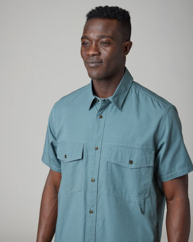 Takibi Light Ripstop Short Sleeve Shirt in Charcoal - Flame-Resistant Cotton Ripstop Button-Up 8 Takibi Light Ripstop Short Sleeve Shirt in Charcoal - Flame-Resistant Cotton Ripstop Button-Up - Image 6