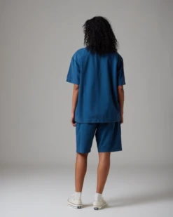 Natural-Dyed Recycled Cotton Pullover - Relaxed Crewneck Short Sleeve with Shoulder Button Detail -Snow Peak Shop SnowPeak SS23 C 1859