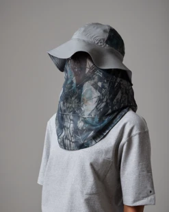 Printed Camo Insect Shield Hat with Removable Mesh Neck Cape – Recycled Polyester Bucket Hat -Snow Peak Shop SnowPeak SS23 C 2501