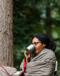 Snow Peak x Rumpl Nanoloft® Takibi Blanket in Pro Brown – Fire-Resistant Quilted Outdoor Blanket -Snow Peak Shop SnowpeakXRumple Camp 15 jpg