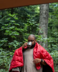 Snow Peak x Rumpl Nanoloft® Takibi Blanket in Pro Brown – Fire-Resistant Quilted Outdoor Blanket -Snow Peak Shop SnowpeakXRumple Camp 24 jpg