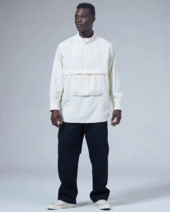 Takibi Light Denim Fire-Resistant Utility Pullover – Indigo Cotton-Kanekalon Outdoor Shirt -Snow Peak Shop TAKIBI Light Denim Utility Pullover SH 21AU402 alt 02 jpg