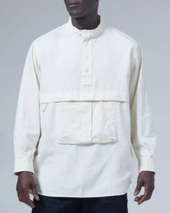 Takibi Light Denim Fire-Resistant Utility Pullover – Indigo Cotton-Kanekalon Outdoor Shirt -Snow Peak Shop TAKIBI Light Denim Utility Pullover SH 21AU402 alt 03 jpg