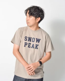 Snow Peak Black Felt Patch Logo T-Shirt – Recycled Cotton/Polyester Crew Neck -Snow Peak Shop TS 22AU001 alt 04