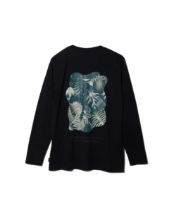 Botanical Long Sleeve T-Shirt - Lightweight Cotton-Blend Graphic Crew Neck -Snow Peak Shop TS 23SU004 Black P 2