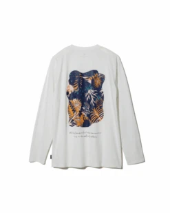 Botanical Long Sleeve T-Shirt - Lightweight Cotton-Blend Graphic Crew Neck -Snow Peak Shop TS 23SU004 White P 2