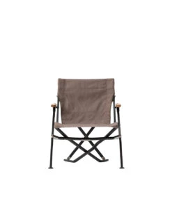 Snow Peak Luxury Low Beach Chair - Brown Canvas with Natural Wood Armrests & Compact Folding Design -Snow Peak Shop lv 093 low chair luxe alt 05