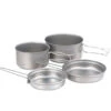 Snow Peak Multi Compact Cookset Titanium - Ultra-Light 4-Piece Nesting Pot and Pan Set