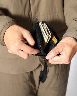 Black Coated Nylon Sling Wallet – Triple Compartment Buckle Wallet for Belt Loops -Snow Peak Shop sling wallet AC 21AU418 alt 03 1